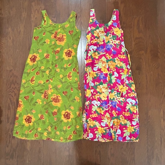 3 Vintage 90s Midi Floral Sundresses Express Friends Rayon Column Tank sz Medium - Picture 4 of 7